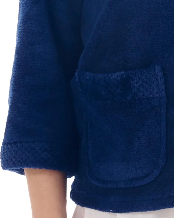 Slenderella Dressing Gowns | Mini Waffle Button Bed Jacket - Navy