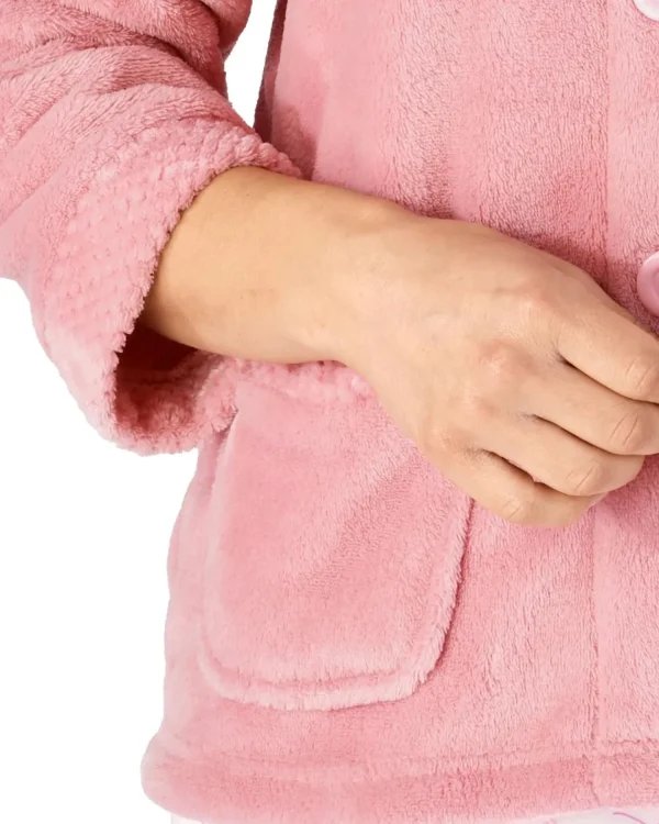 Slenderella Dressing Gowns | Mini Waffle Button Bed Jacket - Pink