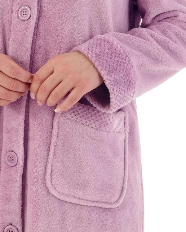 Slenderella Dressing Gowns | Mini Waffle Button Dressing Gown - Heather