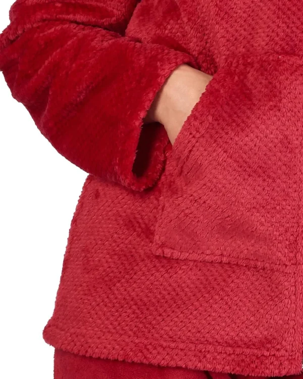 Slenderella Pyjamas | Mini Waffle Zip Up Fleece Pyjamas - Red