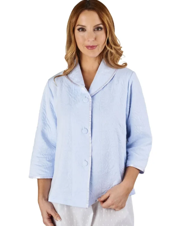 Slenderella Dressing Gowns | Mock Quilt Bed Jacket - Blue