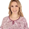 Slenderella Pyjamas | Paisley Print Cap Sleeve Pyjamas - Damson