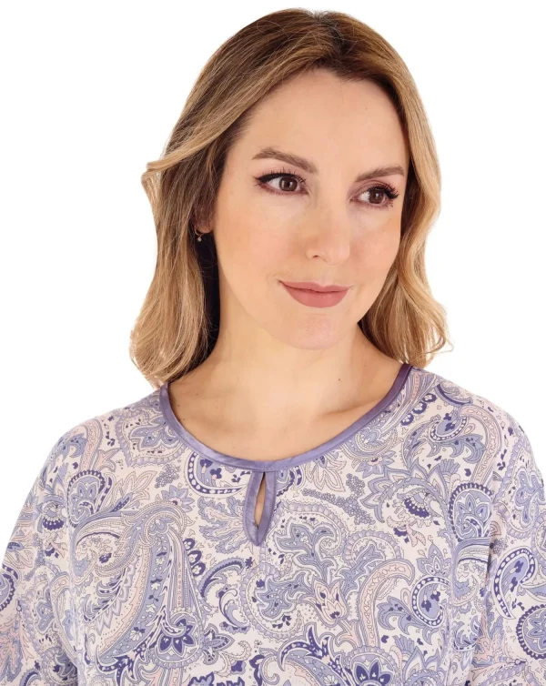 Slenderella Pyjamas | Paisley Print Cap Sleeve Pyjamas - Blue