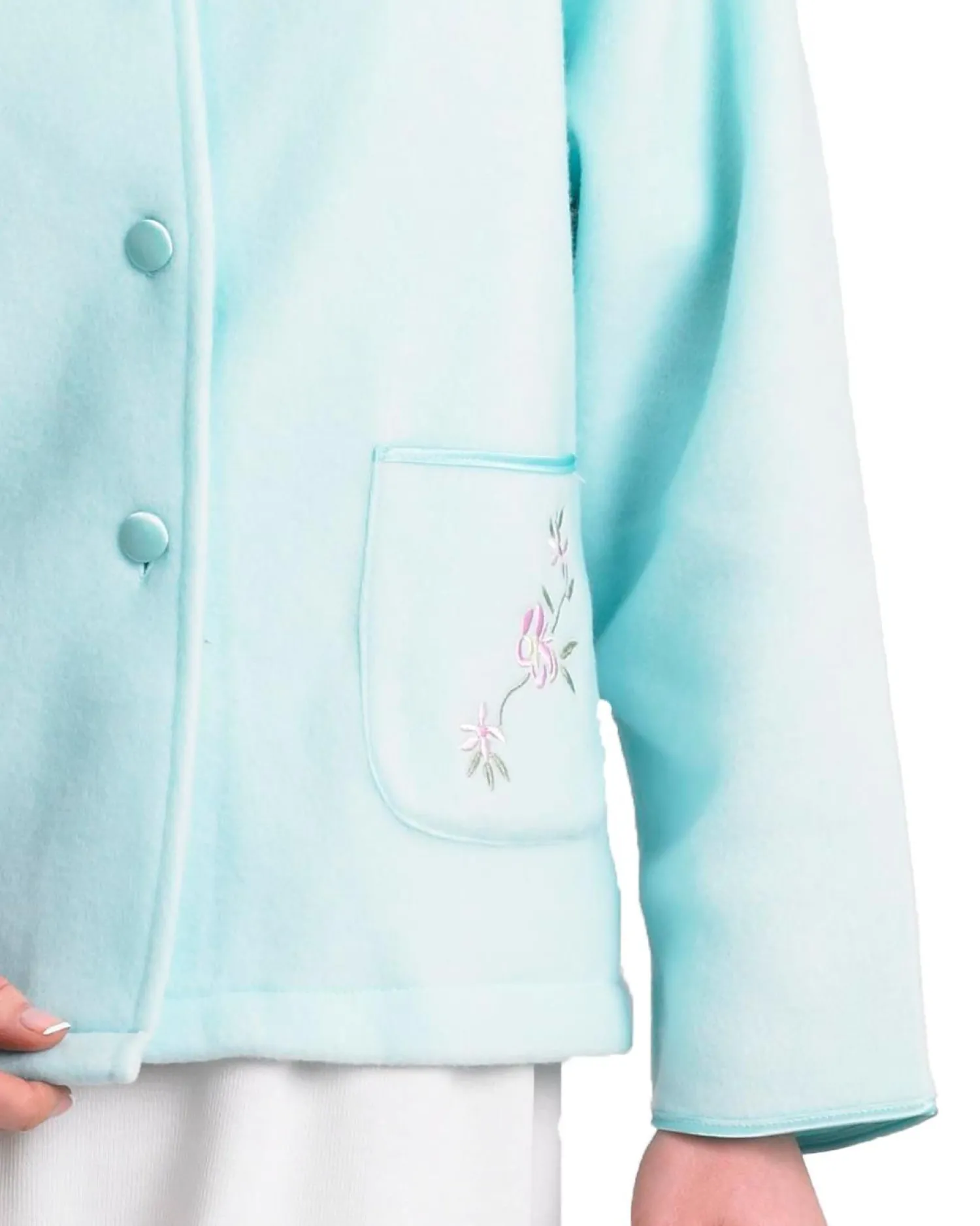 slenderella_polar_fleece__0-2.webp Slenderella Dressing Gowns | Polar Fleece Button Bed Jacket - Mint