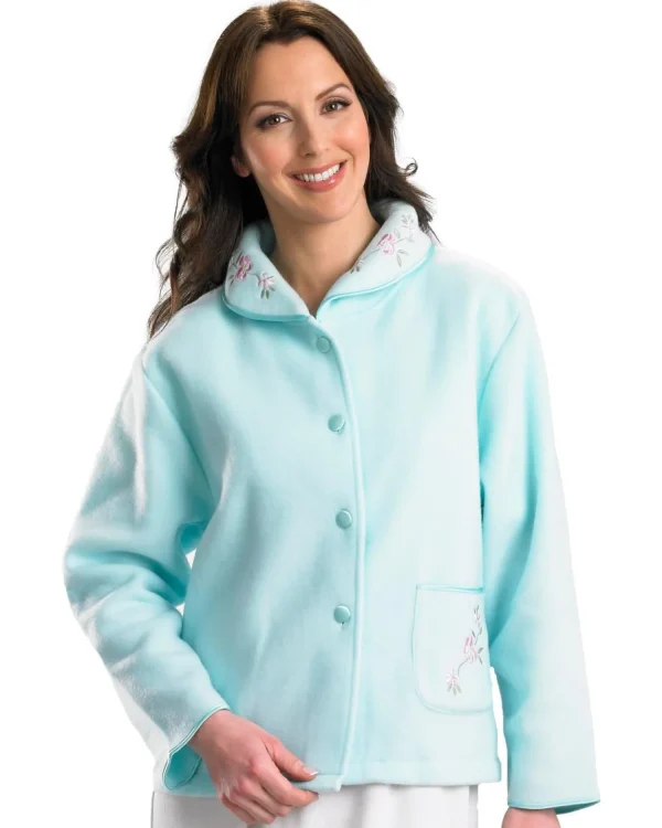 Slenderella Dressing Gowns | Polar Fleece Button Bed Jacket - Mint