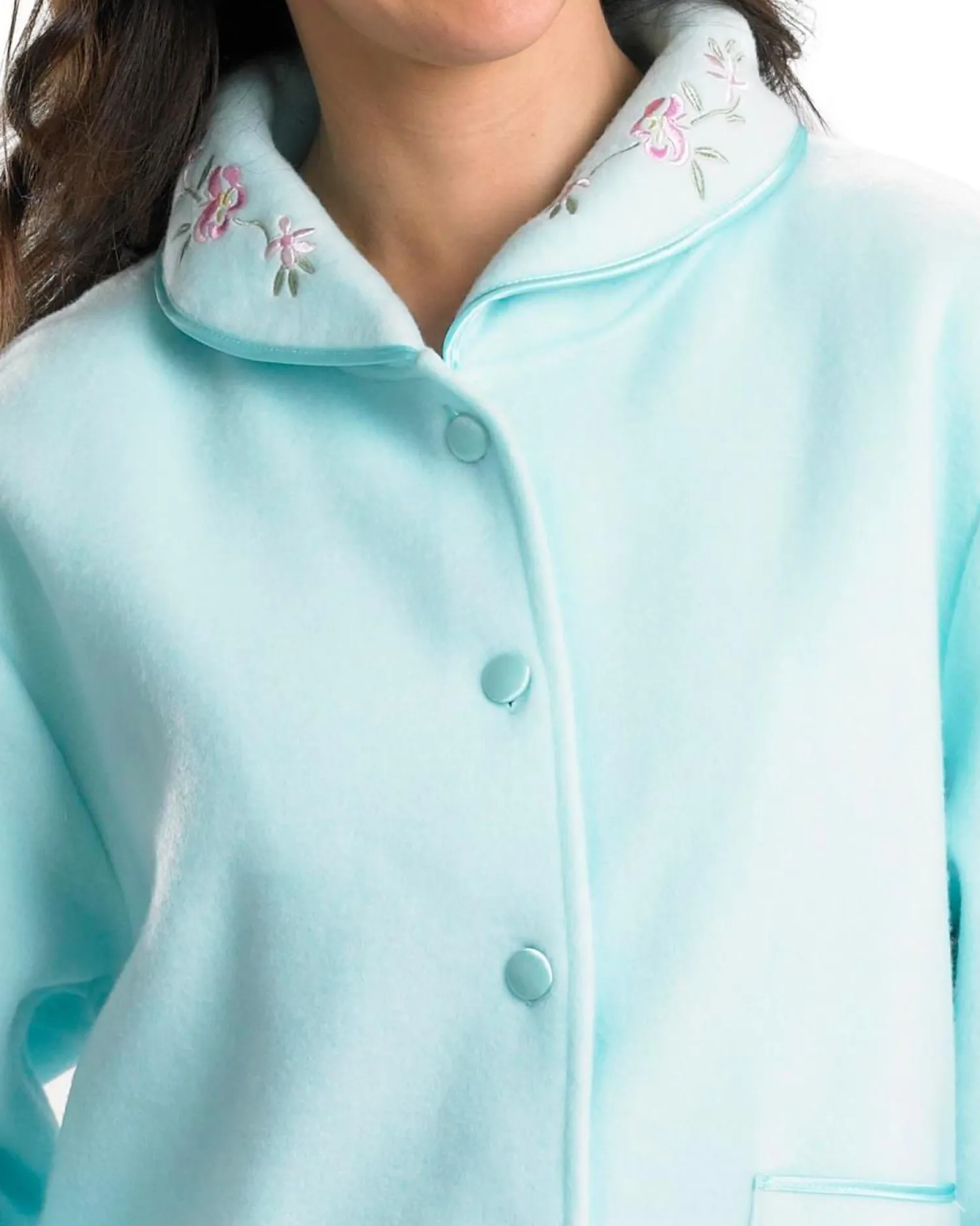 slenderella_polar_fleece__2-1.webp Slenderella Dressing Gowns | Polar Fleece Button Bed Jacket - Mint