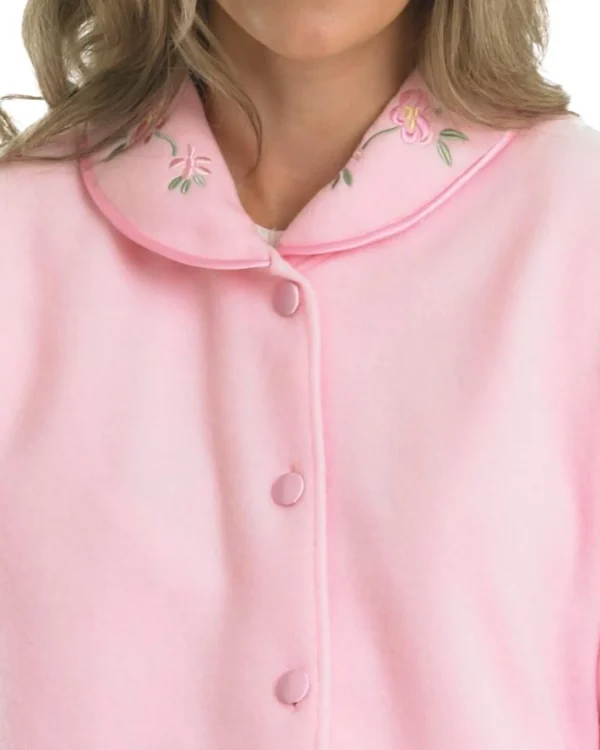 Slenderella Dressing Gowns | Polar Fleece Button Bed Jacket - Pink