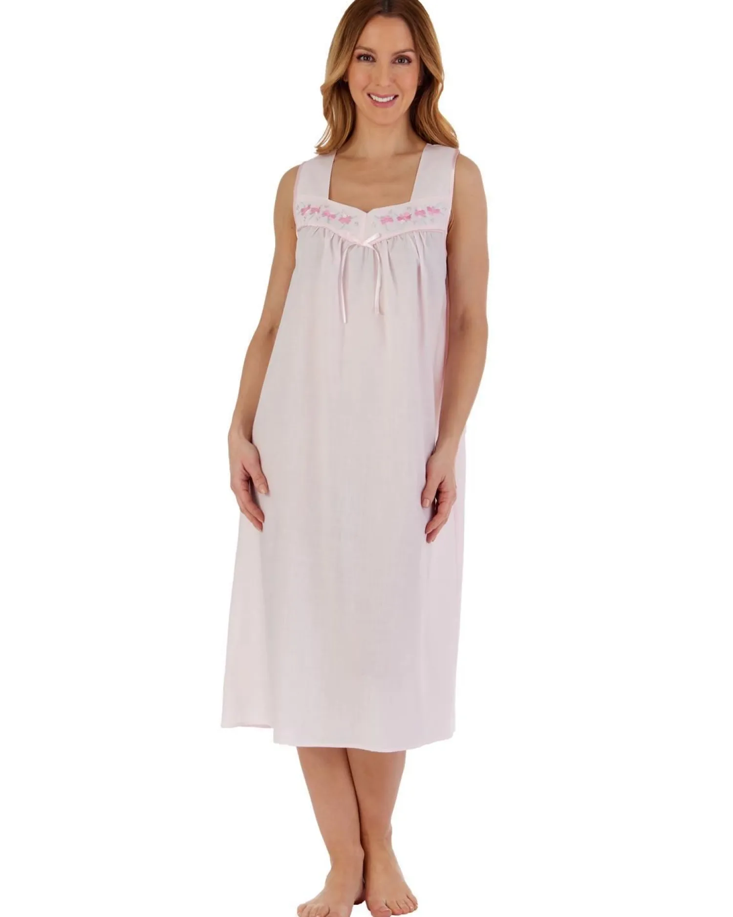 slenderella_polycotton_sl_0-2.webp Slenderella Nighties | Polycotton Sleeveless Nightdress - Pink