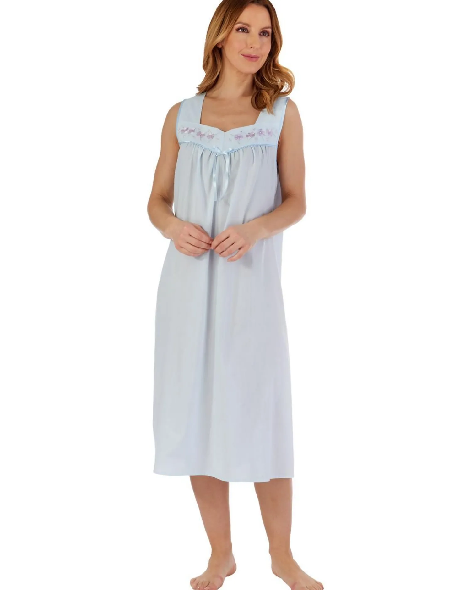 slenderella_polycotton_sl_0.webp Slenderella Nighties | Polycotton Sleeveless Nightdress - Blue