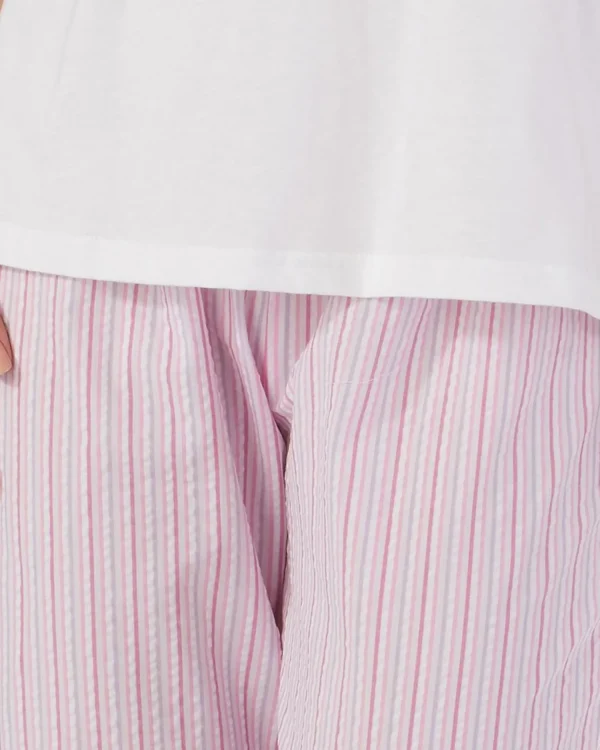 Slenderella Pyjamas | Seersucker Cropped Pyjamas - Pink
