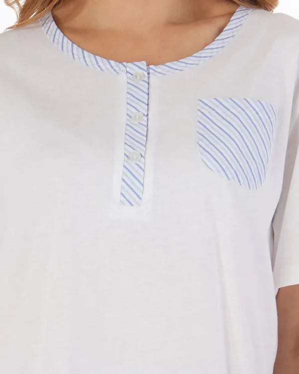 Slenderella Pyjamas | Seersucker Long Pyjamas - Blue