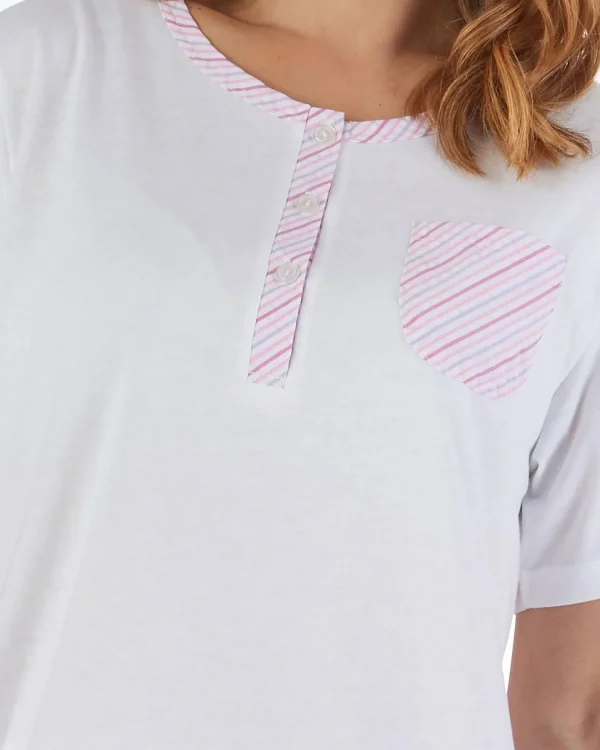 Slenderella Pyjamas | Seersucker Long Pyjamas - Pink