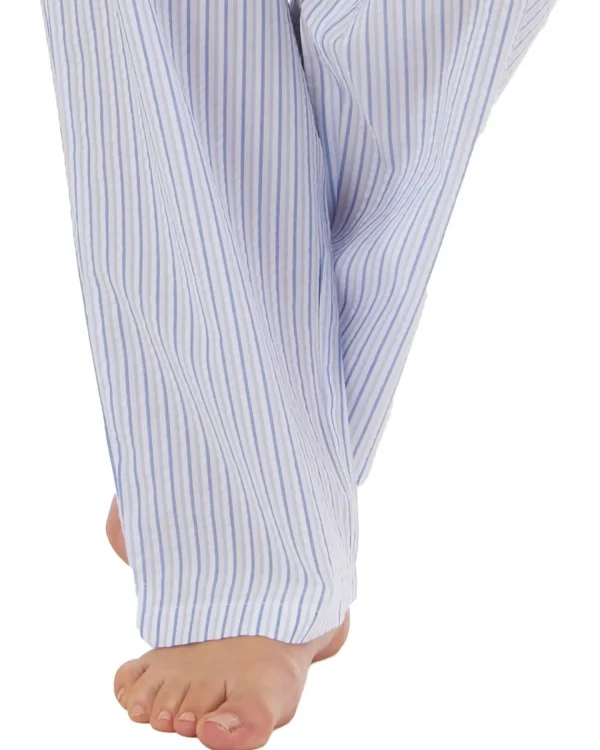 Slenderella Pyjamas | Seersucker Long Pyjamas - Blue