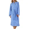 Slenderella Dressing Gowns | Shawl Collar Floral Embossed Gown - Blue