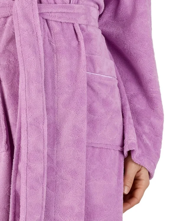 Slenderella Dressing Gowns | Shawl Collar Floral Embossed Gown - Lilac