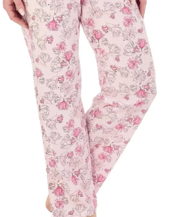 Slenderella Pyjamas | Short Sleeve Modern Floral Jersey Pyjamas - Pink