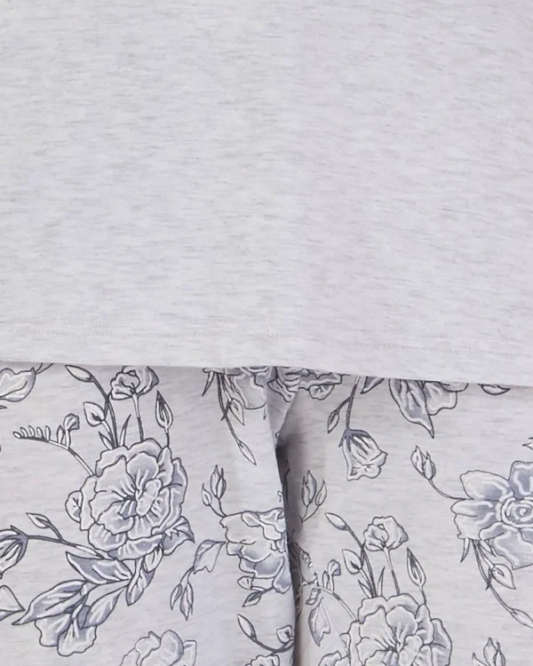 Slenderella Pyjamas | Sketch Floral Long Pyjamas - Grey