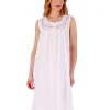 Slenderella Nighties | Sleeveless Embroidered Yoke Nightdress - White