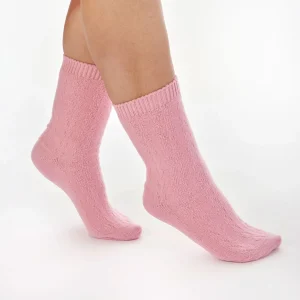 Slenderella Socks | Super Soft Cable Knit Bed Socks - Pink