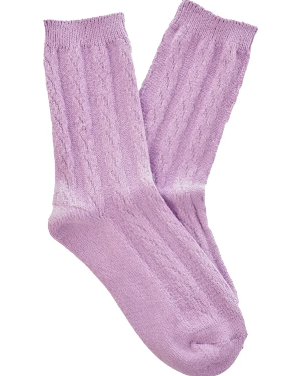 Slenderella Socks | Super Soft Cable Knit Bed Socks - Lilac