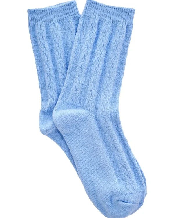 Slenderella Socks | Super Soft Cable Knit Bed Socks - Blue
