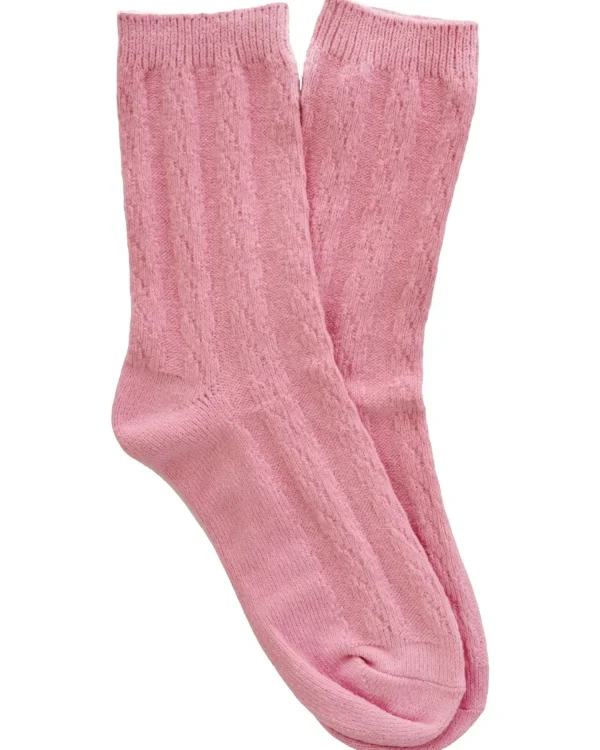 Slenderella Socks | Super Soft Cable Knit Bed Socks - Pink
