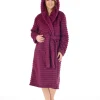 Slenderella Dressing Gowns | Teddy Fleece Hooded Dressing Gown - Damson