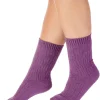 Slenderella Socks | Textured Rib Bed Socks - Purple