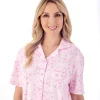 Slenderella Pyjamas | Trailing Floral Short Sleeve Jersey Pyjamas - Pink
