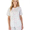 Slenderella Pyjamas | Trailing Floral Short Sleeve Button Pyjamas - Pink