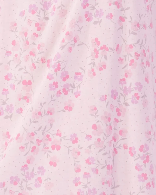 Slenderella Pyjamas | Trailing Floral Short Sleeve Jersey Pyjamas - Pink