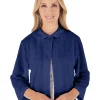 Slenderella Dressing Gowns | Waffle Button Bed Jacket - Navy