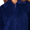 Slenderella Dressing Gowns | Waffle Fleece Zip Dressing Gown - Navy