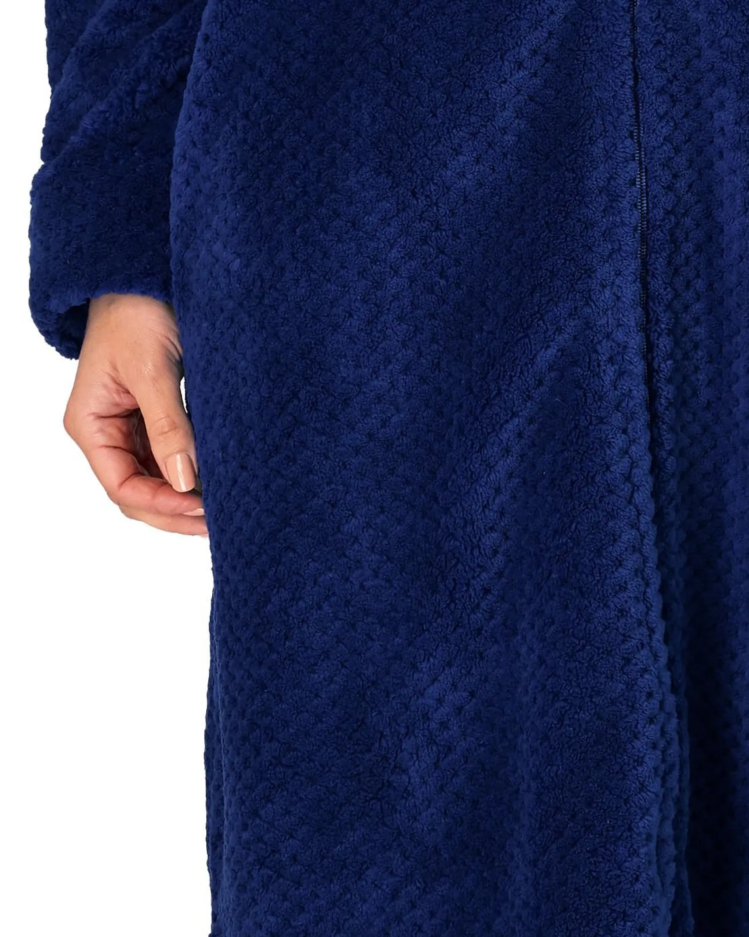 slenderella_waffle_fleece_2-1.webp Slenderella Dressing Gowns | Waffle Fleece Zip Dressing Gown - Navy