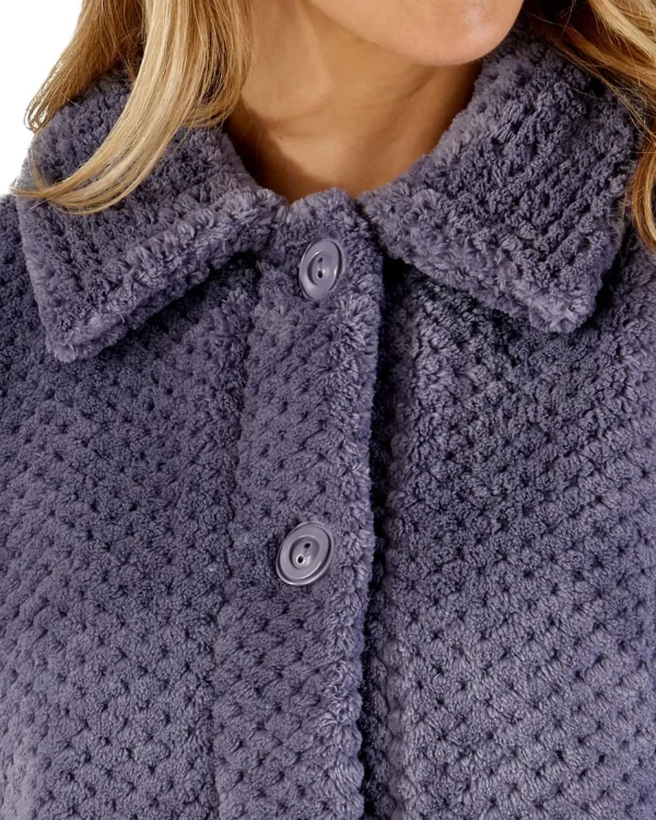 Slenderella Dressing Gowns | Waffle Fleece Button Bed Jacket - Grey