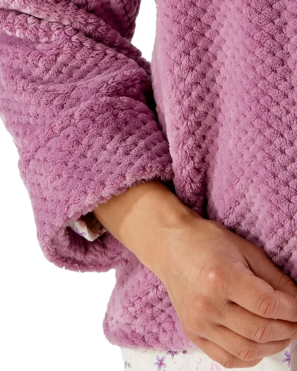 Slenderella Dressing Gowns | Waffle Fleece Button Bed Jacket - Heather