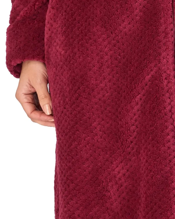 Slenderella Dressing Gowns | Waffle Fleece Zip Dressing Gown - Raspberry