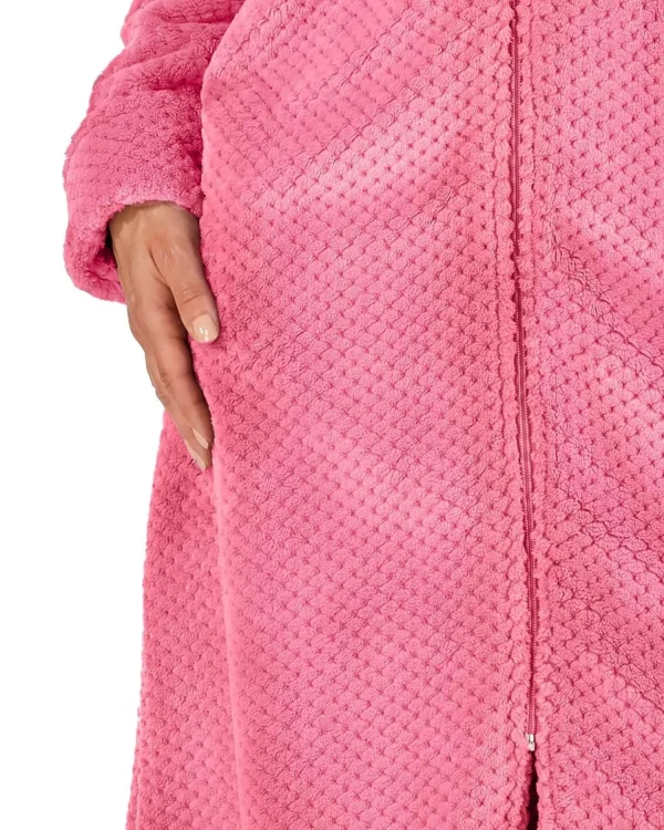 Slenderella Dressing Gowns | Waffle Fleece Zip Dressing Gown - Pink