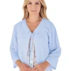 Slenderella Dressing Gowns | Waffle Ribbon Bed Jacket - Blue