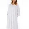 Slenderella Dressing Gowns | Zip Floral Embossed Gown - White