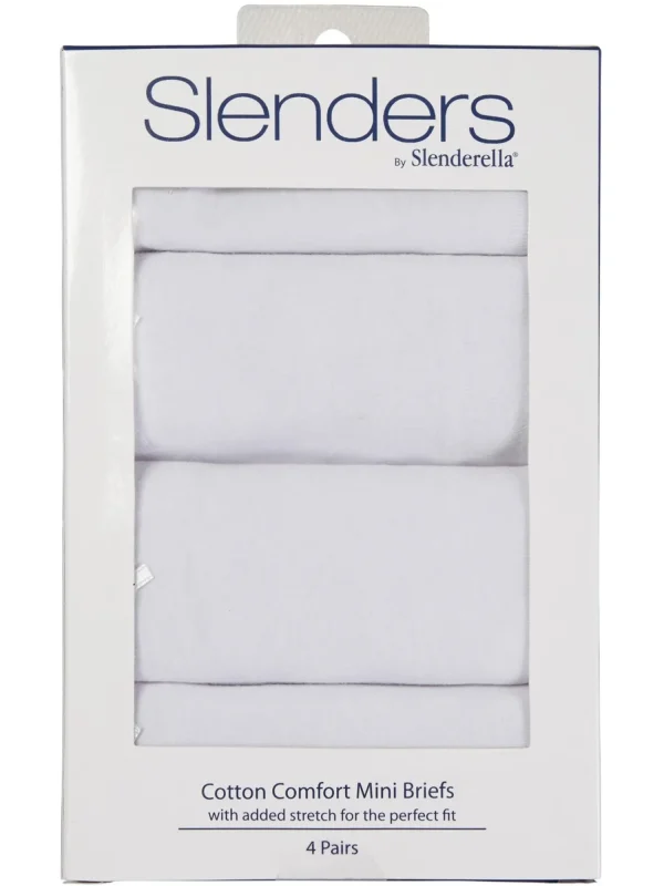 Slenderella Knickers | Slenders By 4 Pack Cotton Mini Brief - White
