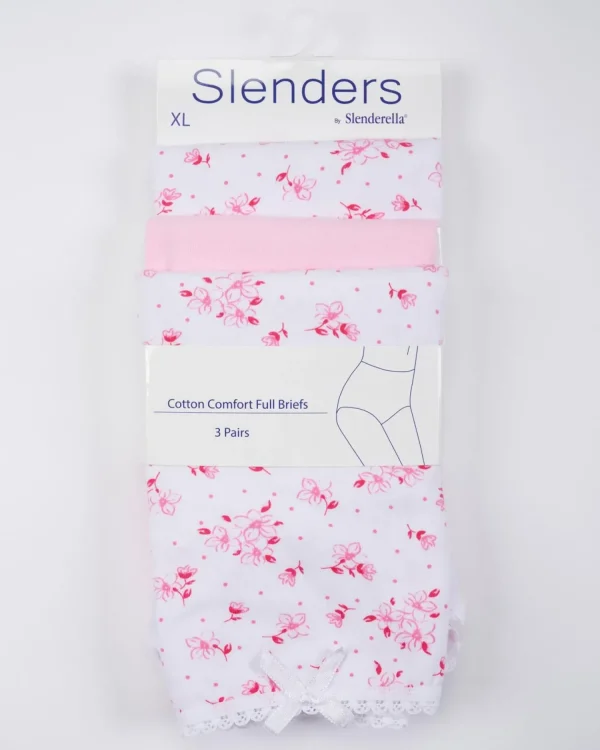 Slenderella Knickers | Slenders By 3 Pack Cotton Full Brief - Pink