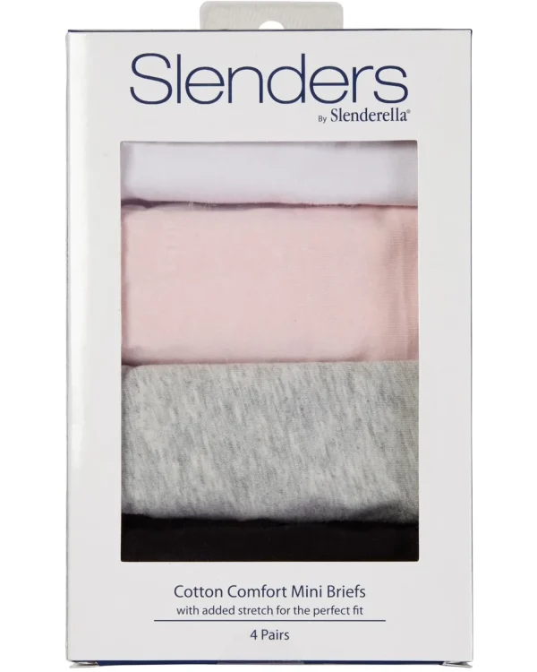 Slenderella Knickers | Slenders By 4 Pack Cotton Mini Brief - Assorted