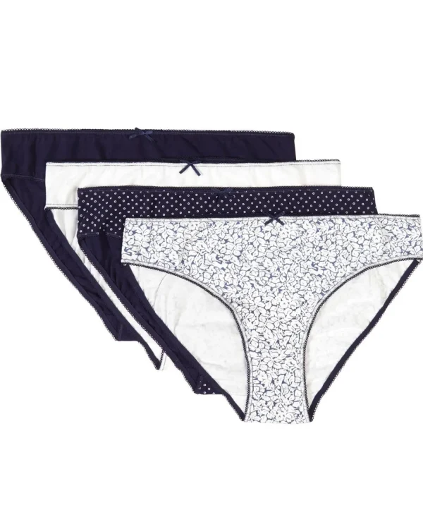 Slenderella Knickers | Slenders By 4 Pack Cotton Mini Brief - Navy