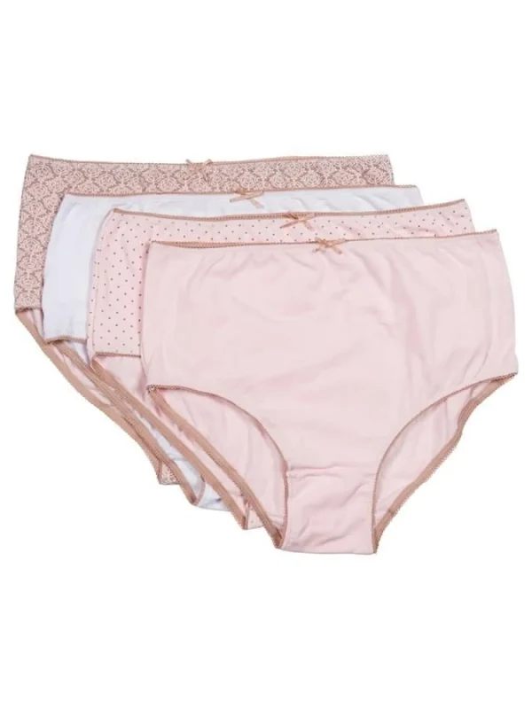 Slenderella Knickers | Slenders By 4 Pack Cotton Midi Brief - Pink