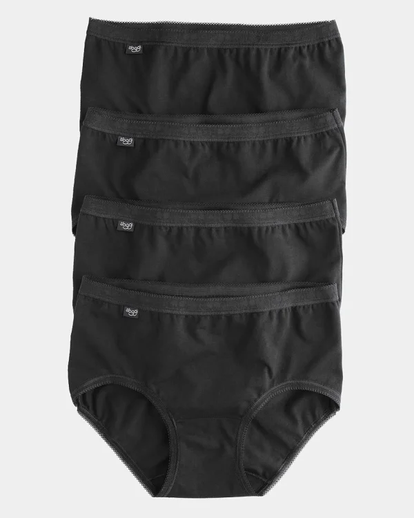 Sloggi Knickers | 4 Pack Basic+ Midi Brief - Black