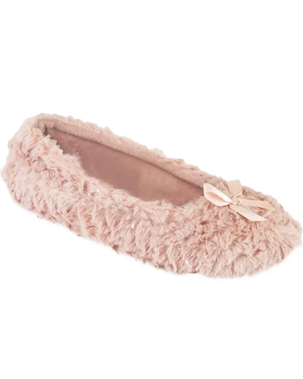 SlumberzzZ Slippers | Chevron Glitter Ballet Slippers - Pink