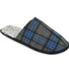 Men SlumberzzZ Faux Fur Lined Mule Slippers - Blue