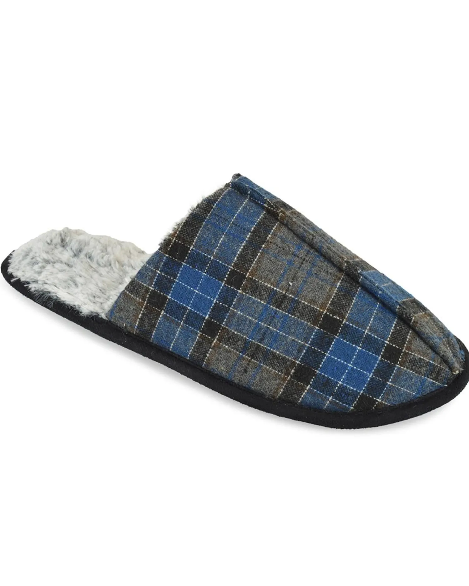 slumberzzz_faux_fur_lined_0-2.webp Men SlumberzzZ Faux Fur Lined Mule Slippers - Blue