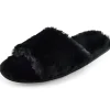 SlumberzzZ Slippers | Fluffy Open Toe Slippers - Black